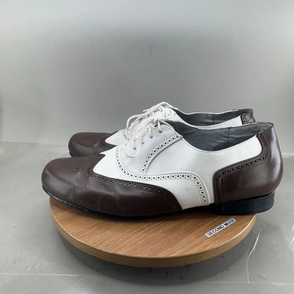 Aris Allen Mens Spectator Oxford Shoes 15 Brown White Wingtip Swing Dance